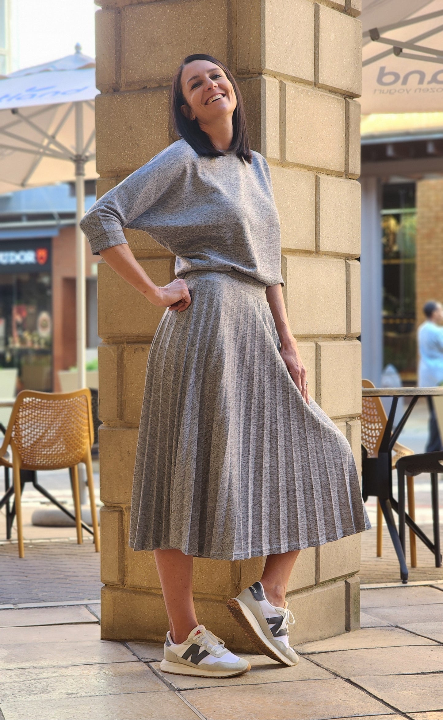 Evelyn Knitted Pleated Skirt Mercury (Size XS&S)