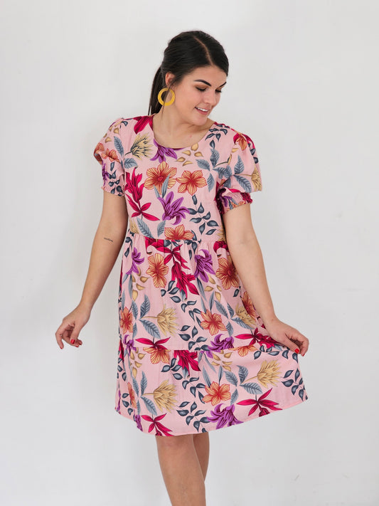 Brooklyn Dress Cherise Bloom (Size XS, L & 2XL)