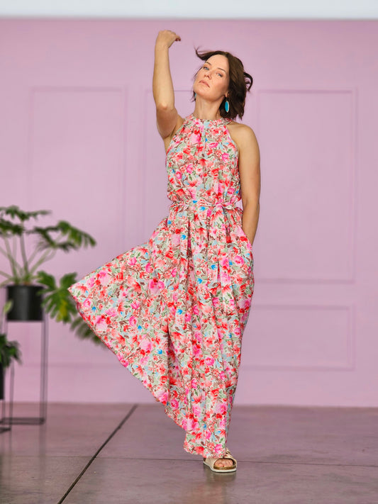 Vanes Maxi Rose Garden Dress (Size L&3XL)