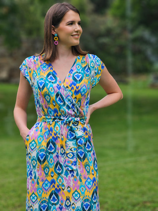 Luna Dress Purple Ikat Maxi