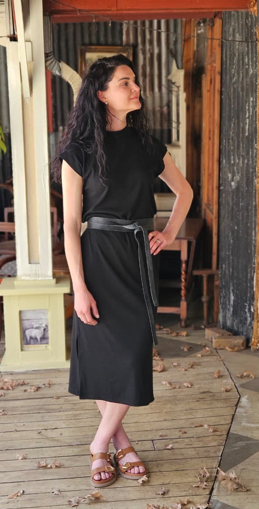 Ashley Ribbed Slip Dress Black