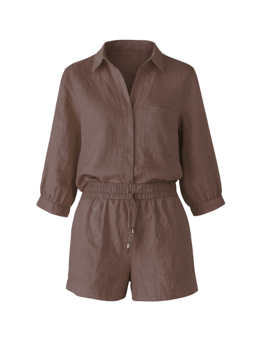 Breath Blouse Choc 100% Linen