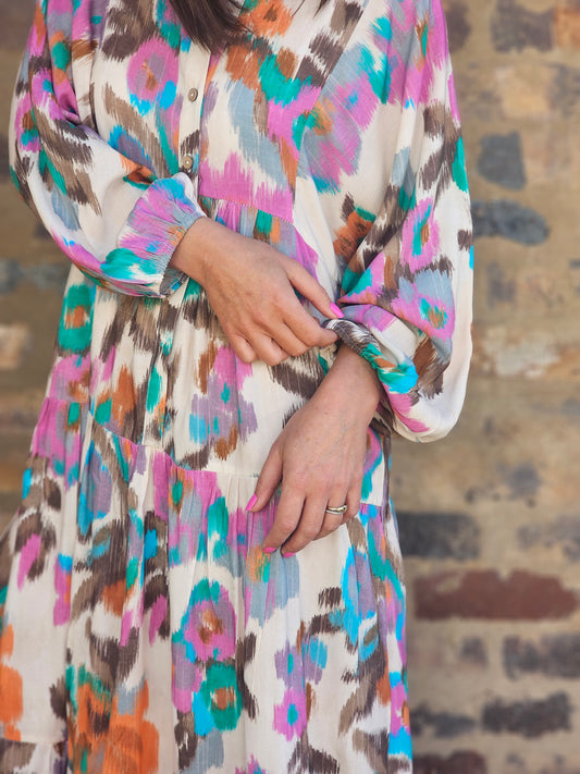 Sally Maxi Dress Warp Floral