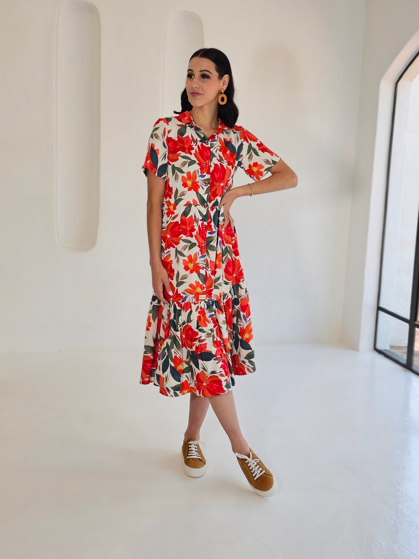 Brittany Midi dress red garden (Size 30)
