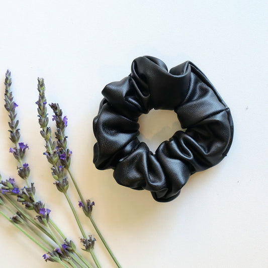 Pleather Mini scrunchie Pack of 2 Black