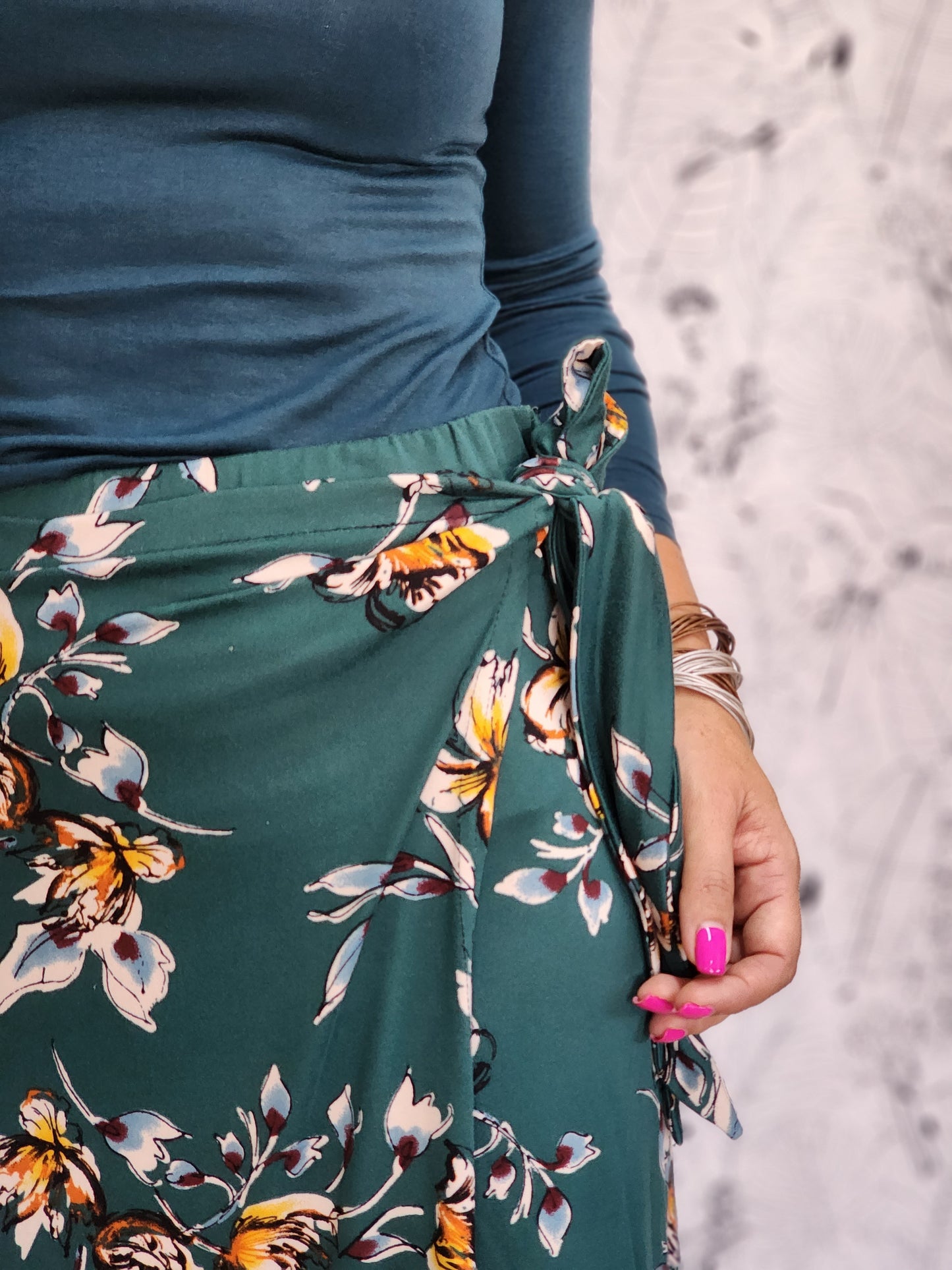 Belize Wrap Skirt Emerald Floral