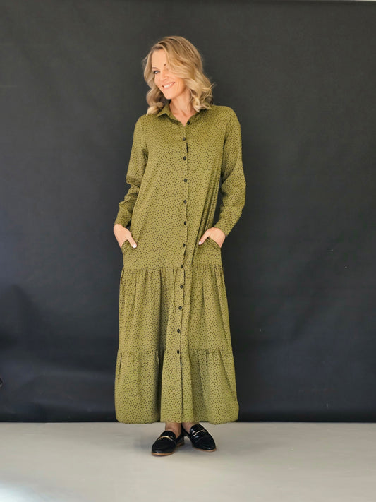 Trish dress Olive Polka