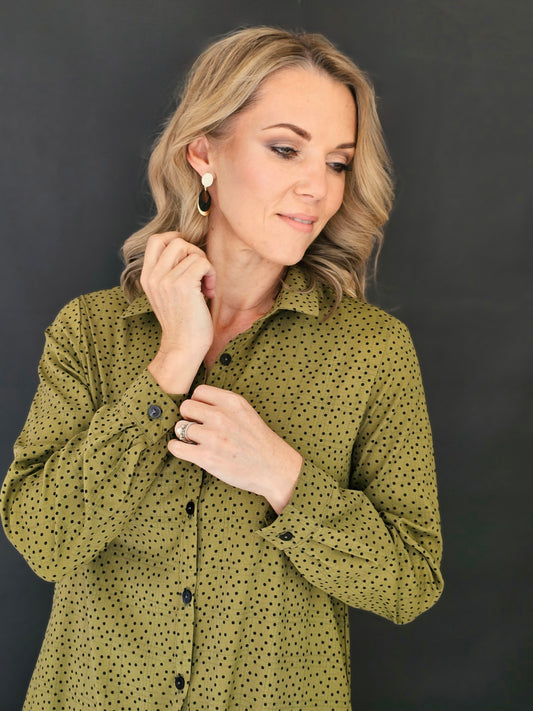 Trish dress Olive Polka