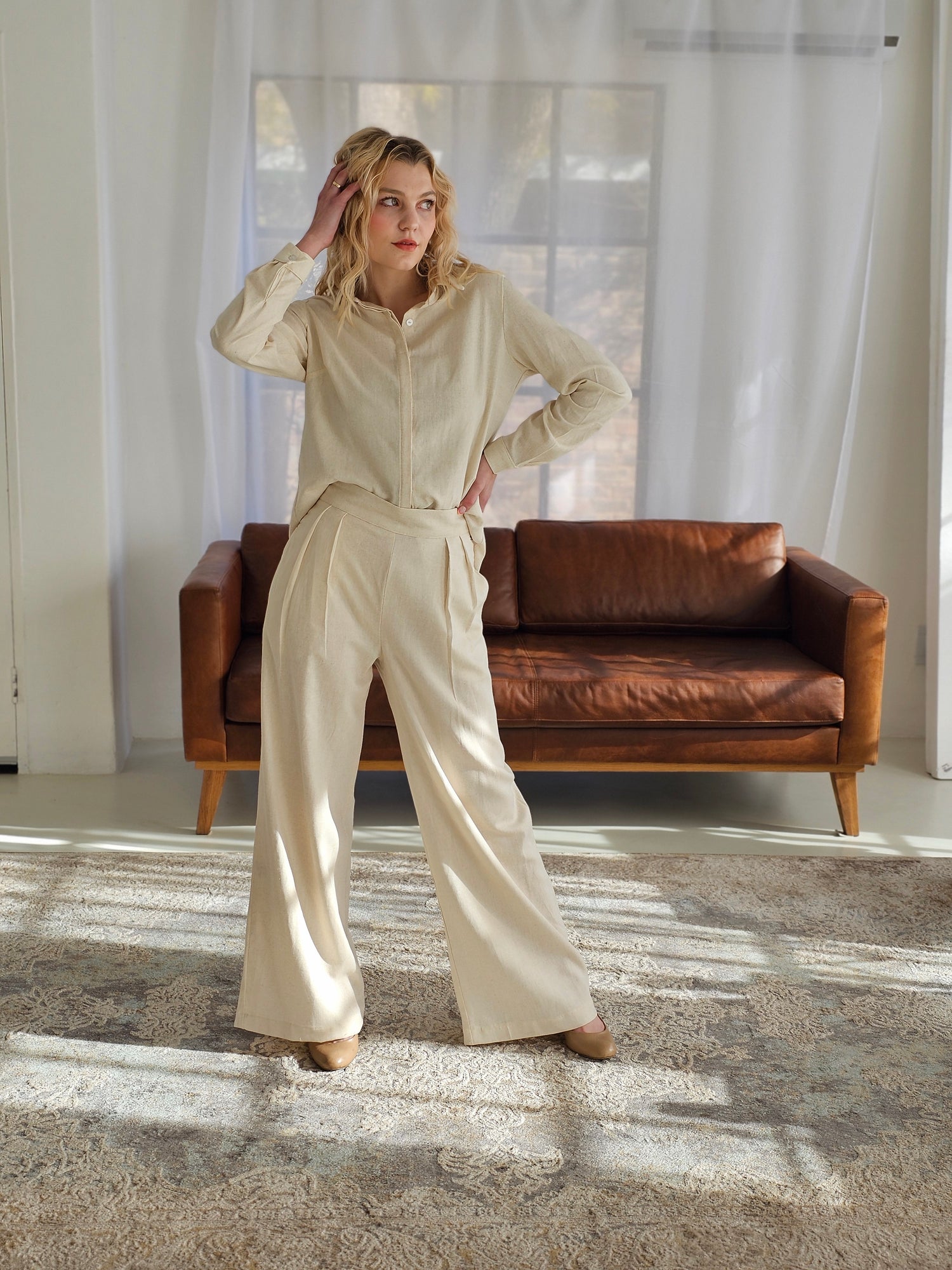 Delia Pants Linen Natural (Size 36)