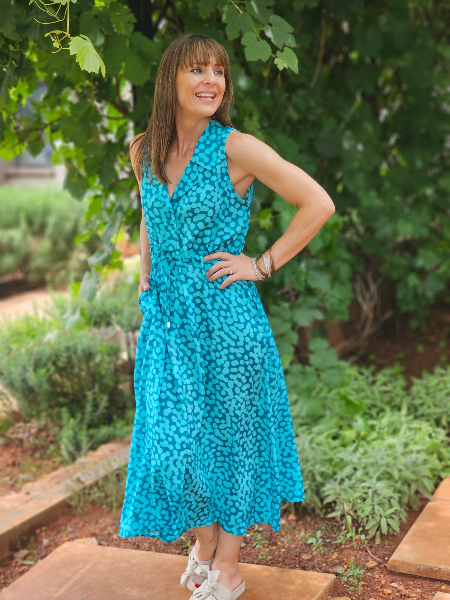 Florence Dress Aqua Dotty m24