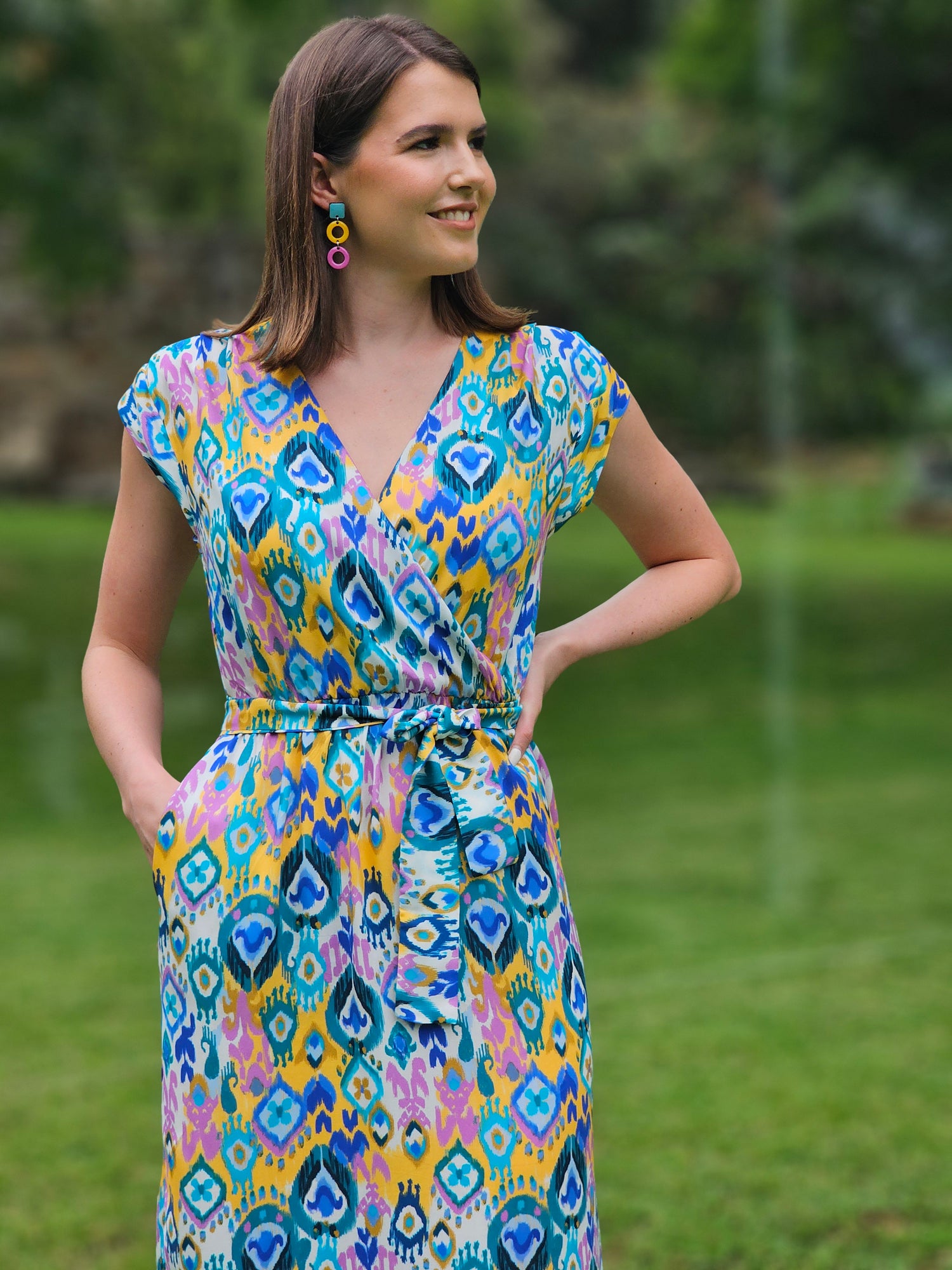 Luna Dress Purple Ikat Maxi