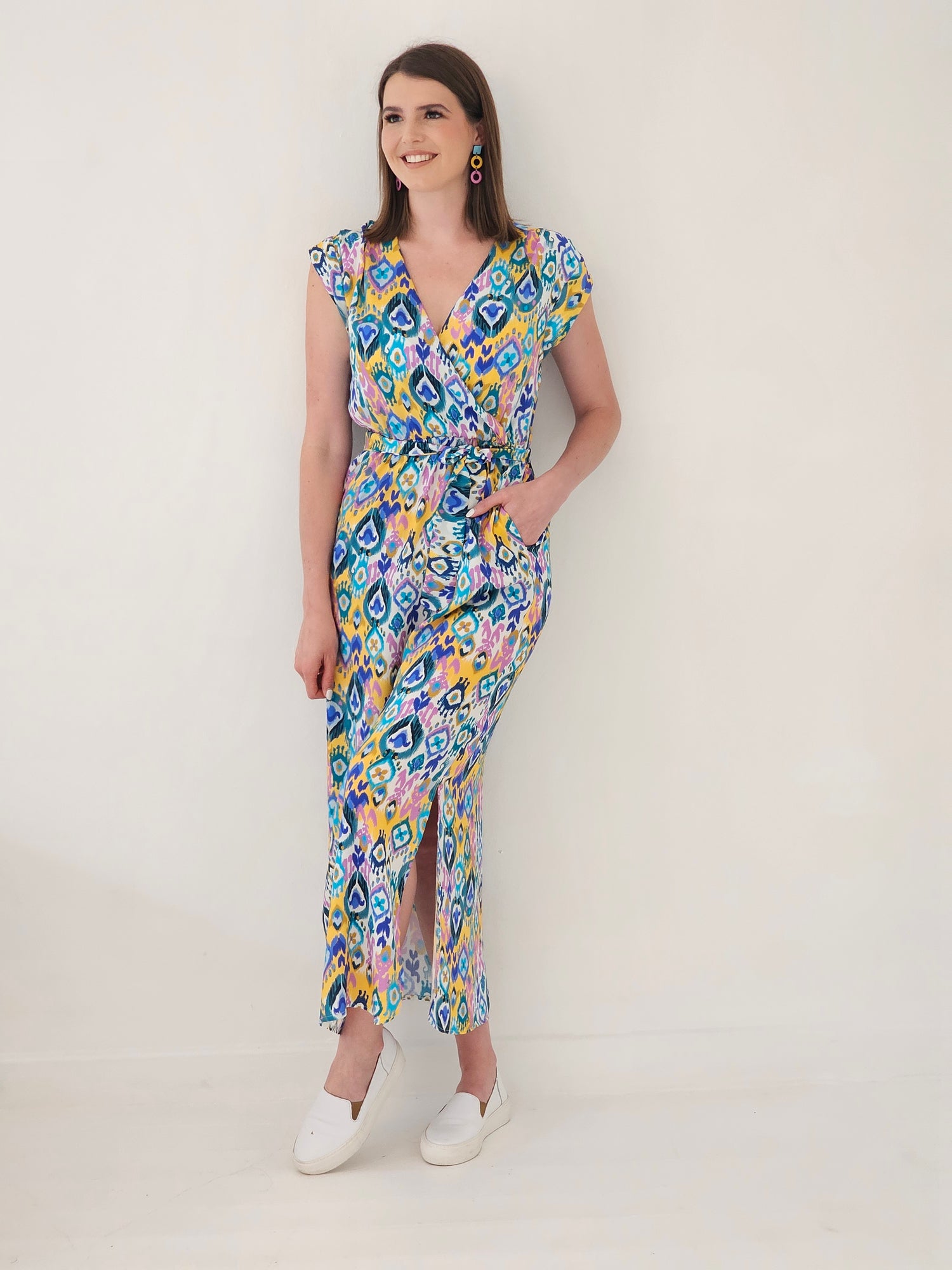 Luna Dress Purple Ikat Maxi