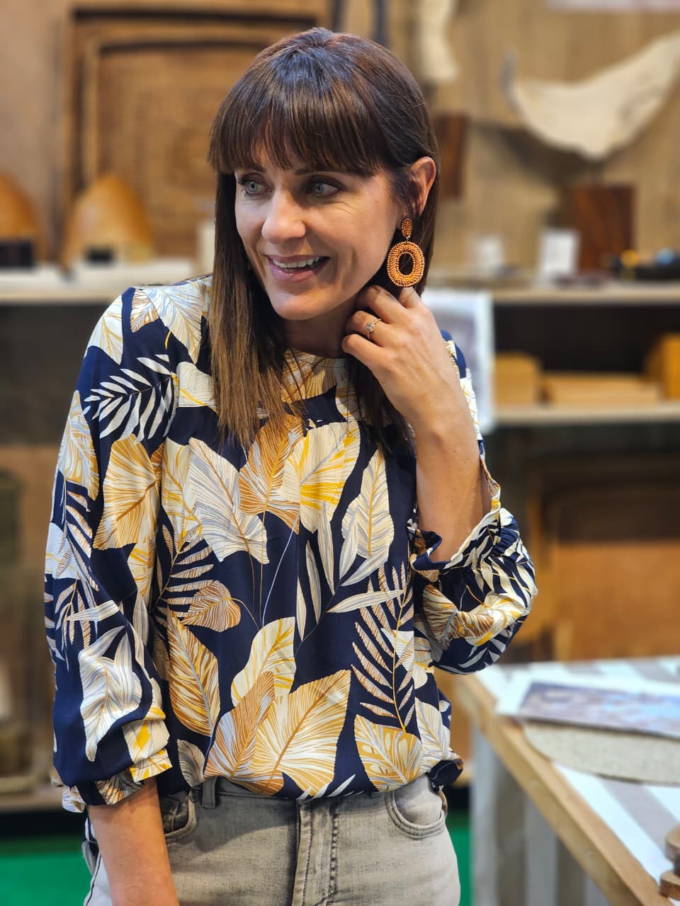 Ziro Blouse Navy Print