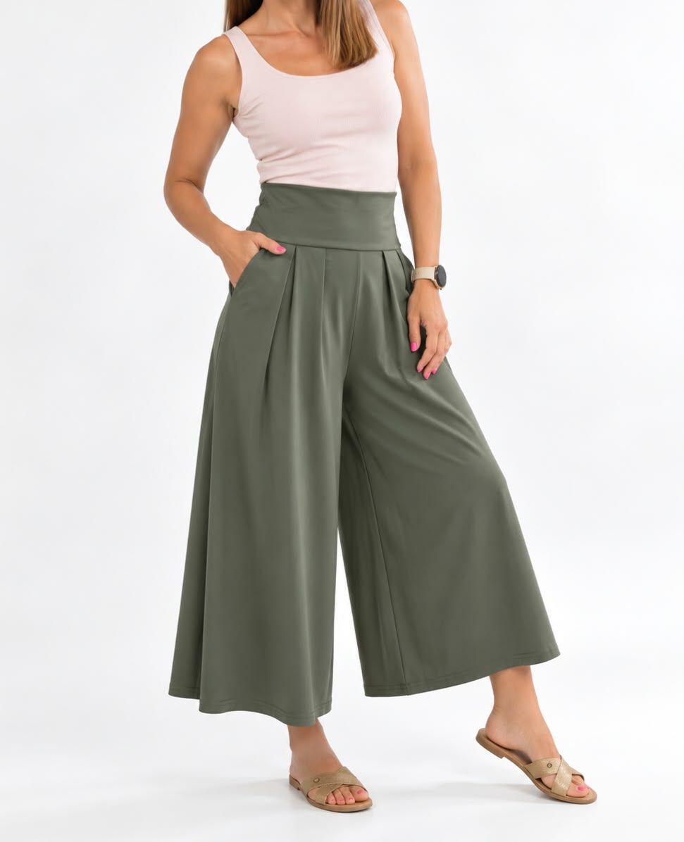 Kiki Wide Leg Trousers Khaki