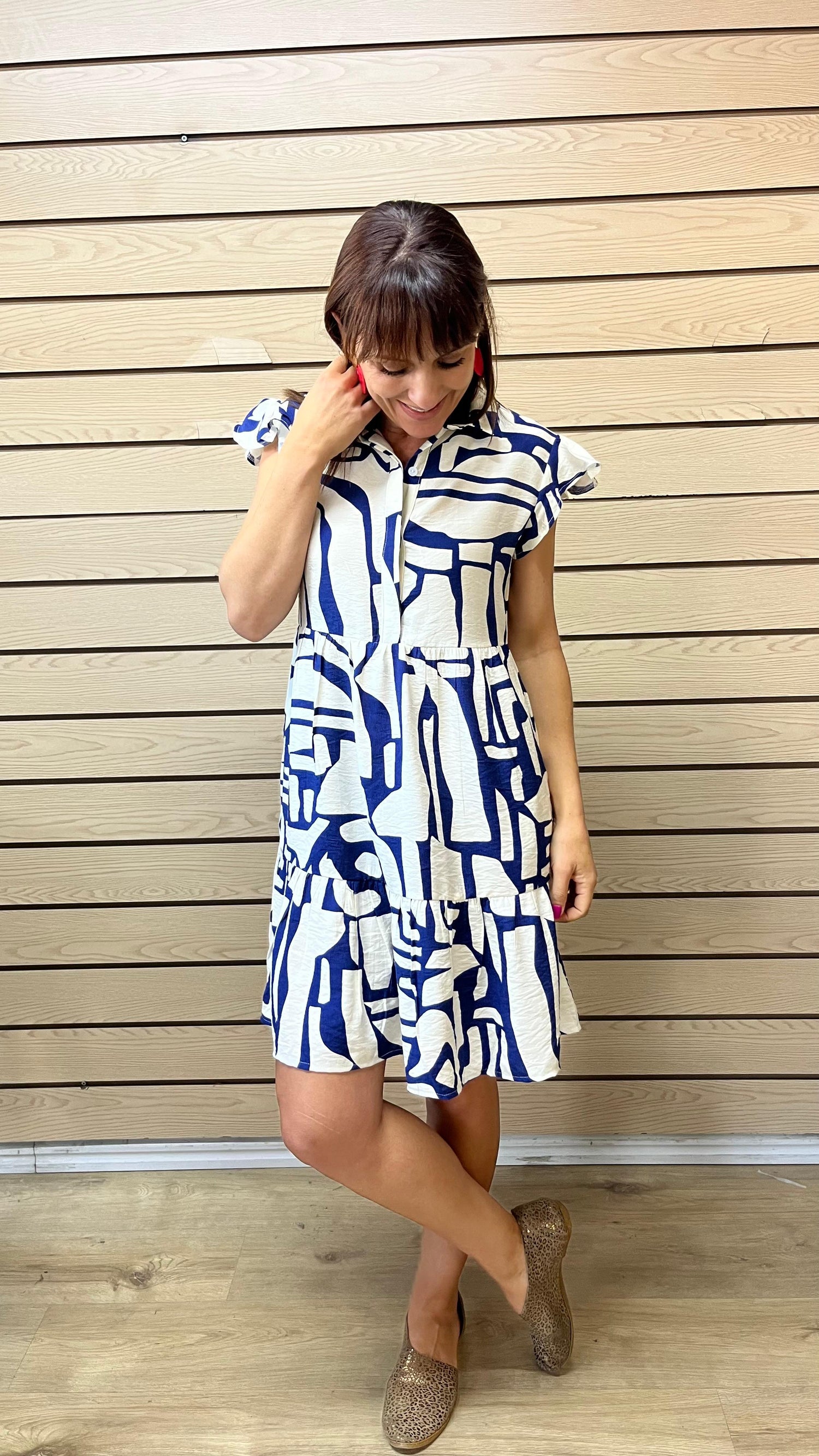 Linda Dress Navy & White