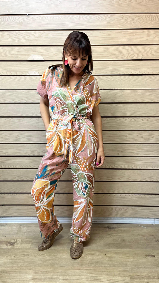 Jennifer Jumpsuit Peach Floral