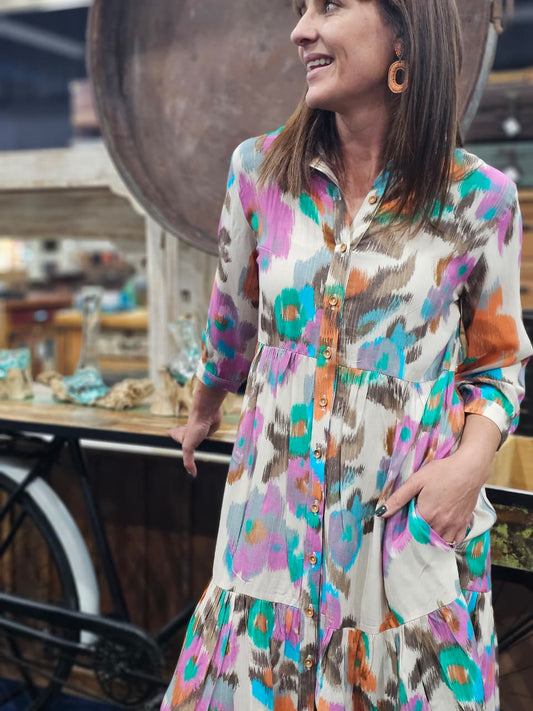 Linda Dress Warp Floral