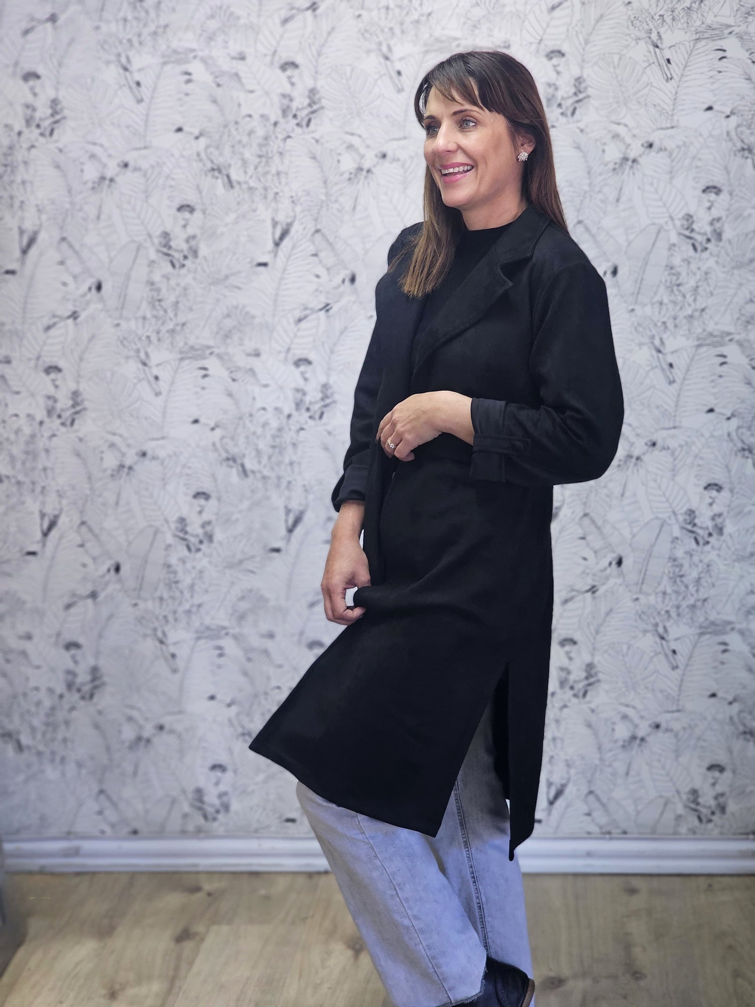 Jemma Coat Black Suede