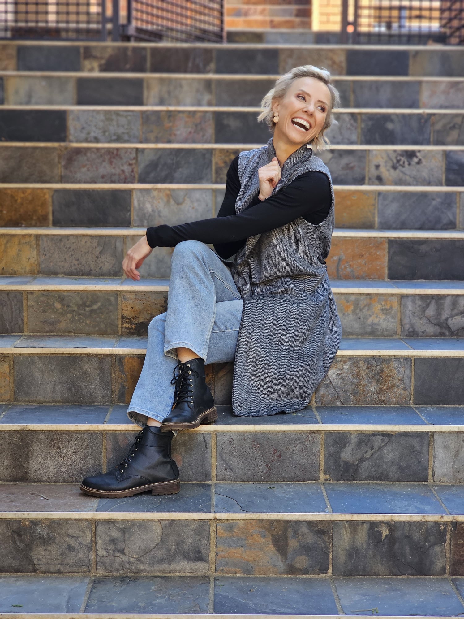 Ella Herringbone Black & White