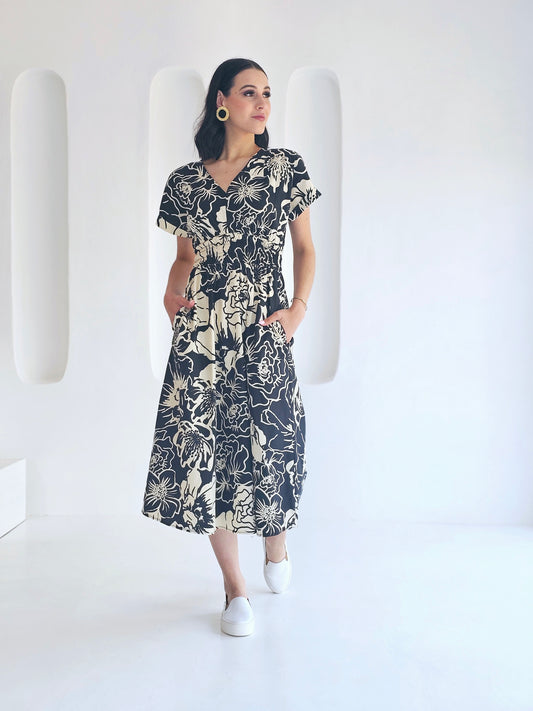 Darla Dress Black bloom