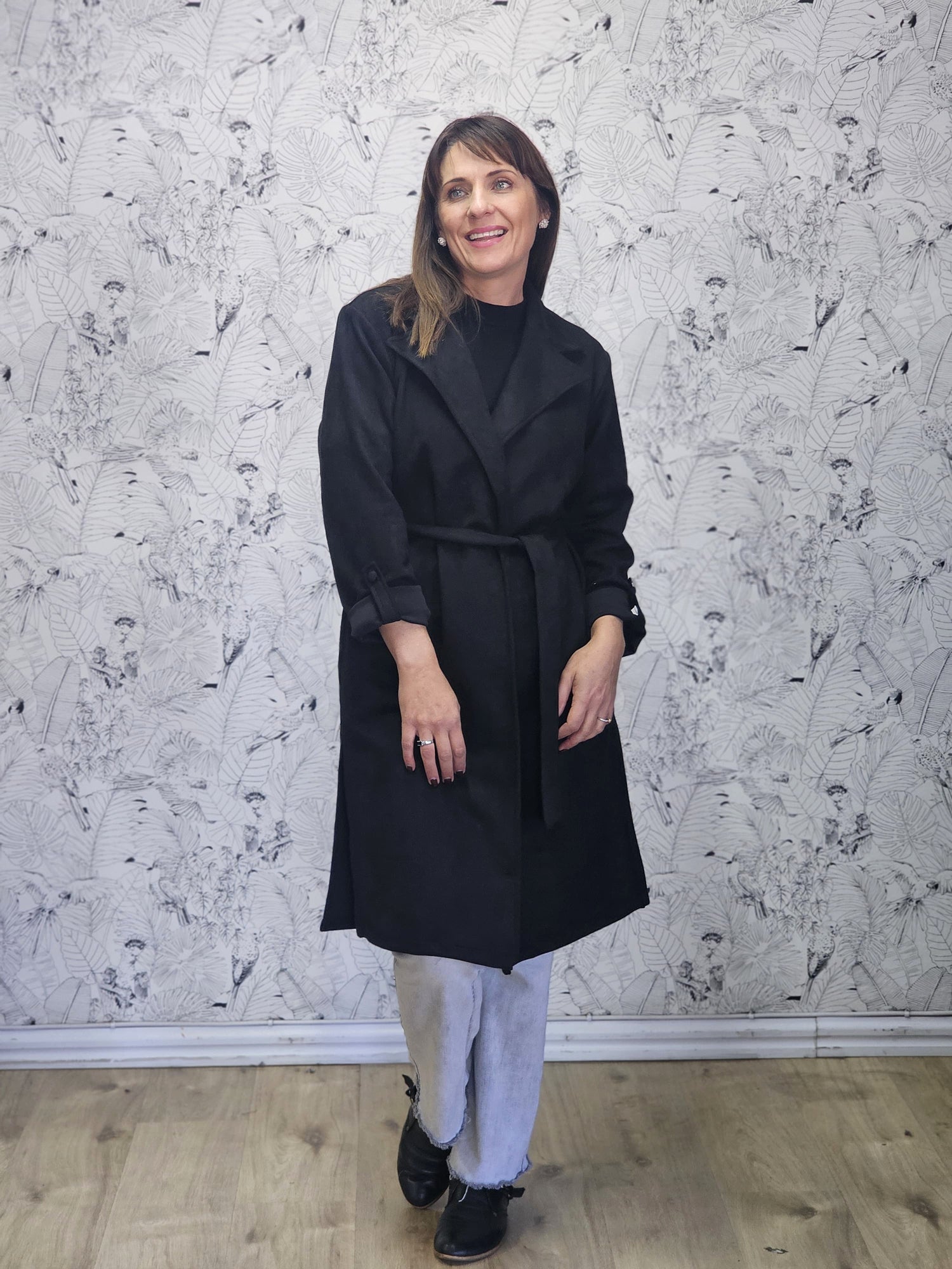 Jemma Coat Black Suede