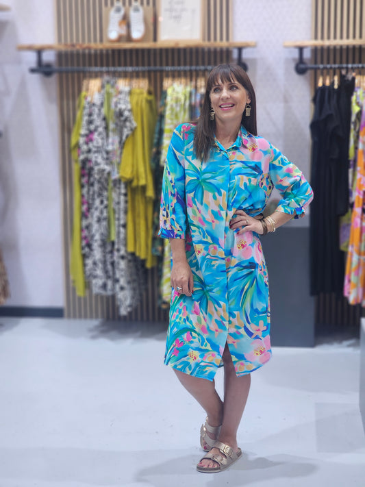 Drift Dress Aqua Jungle