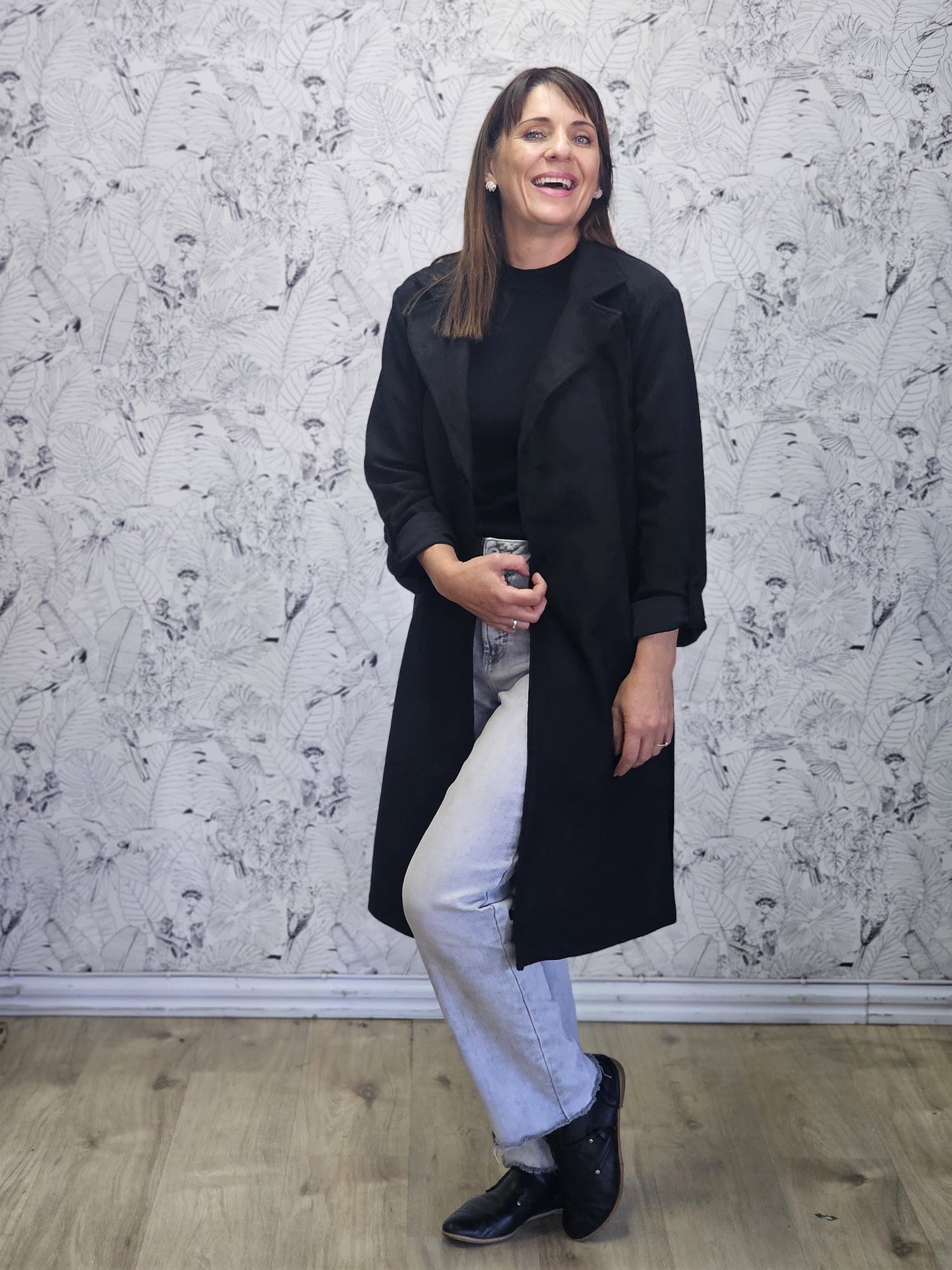 Jemma Coat Black Suede