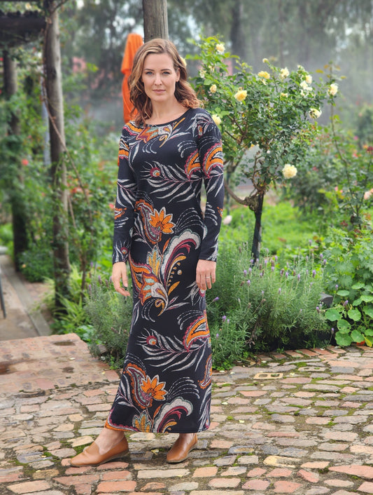 Carley Knitted Cashmere Floral Dress (Size XL)