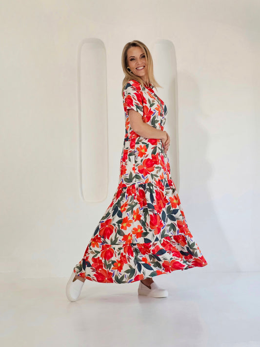 Brittany Maxi dress red garden