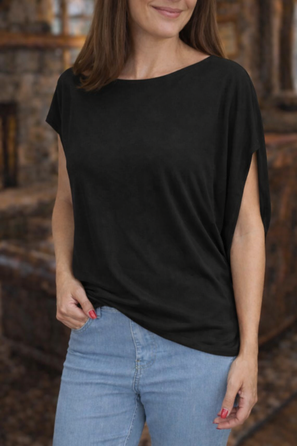 Lisa Blouse Black Ribbed