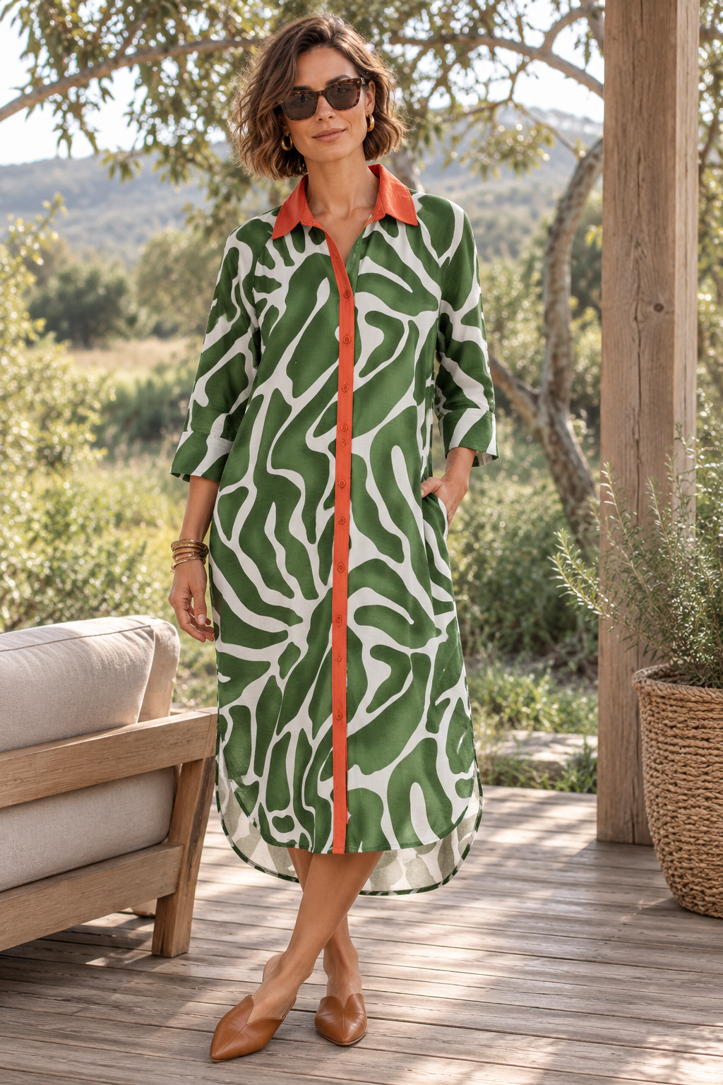 Savannah Dress Green/Orange