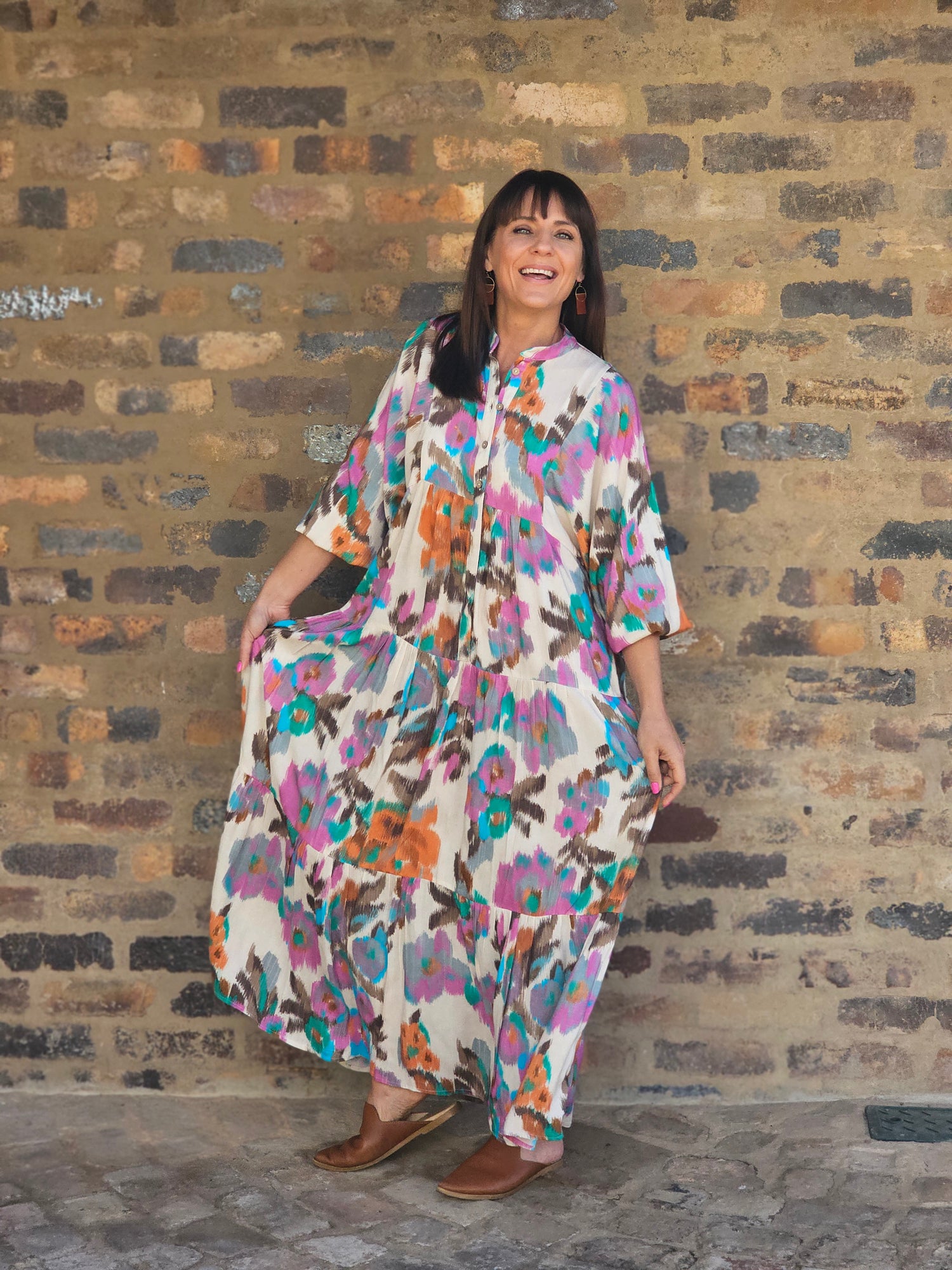 Sally Maxi Dress Warp Floral