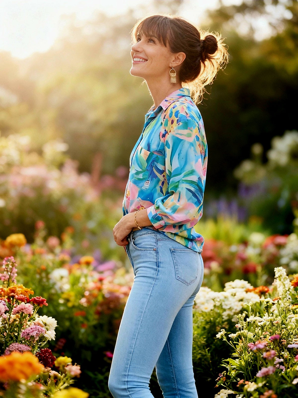 Breath Blouse Aqua Jungle