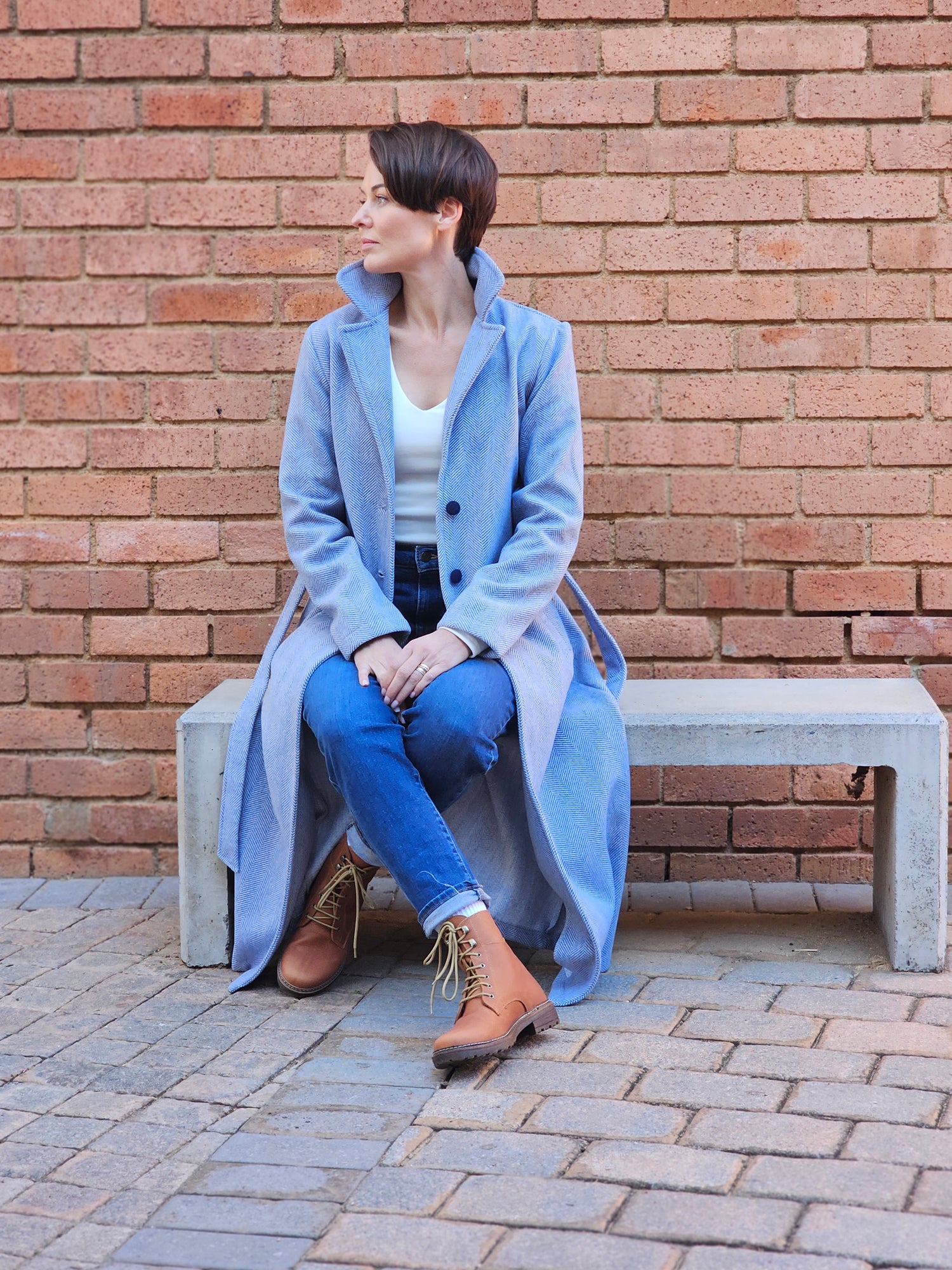 Maddison Coat Blue Herringbone (Size 3XL only)