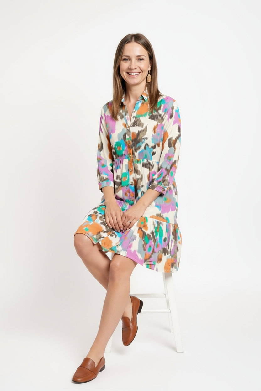 Linda Dress Warp Floral
