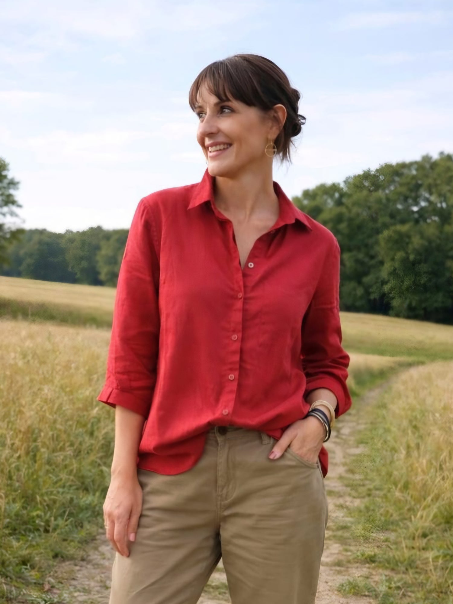 Breath Blouse Berry Pure Linen