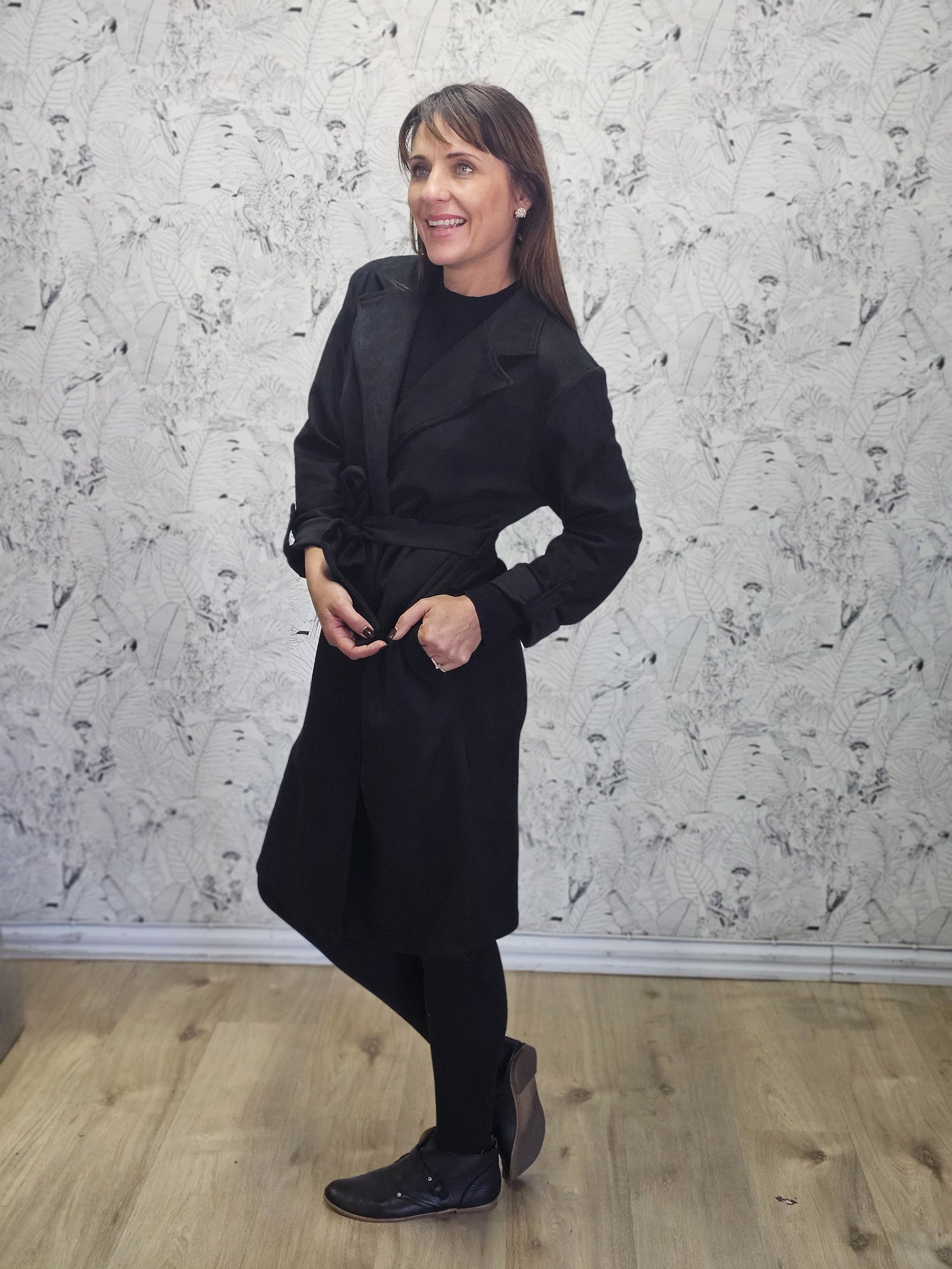 Jemma Coat Black Suede