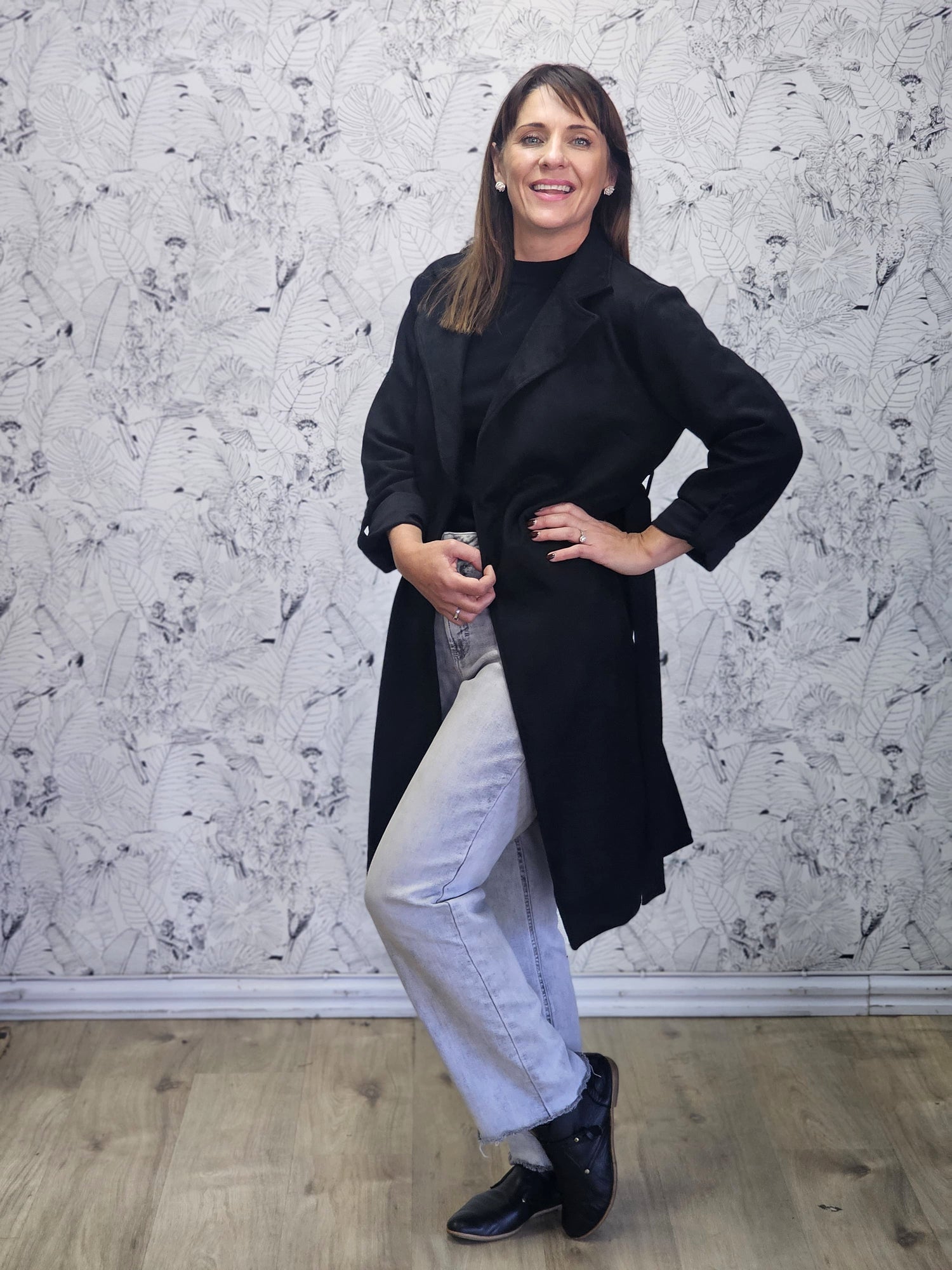 Jemma Coat Black Suede