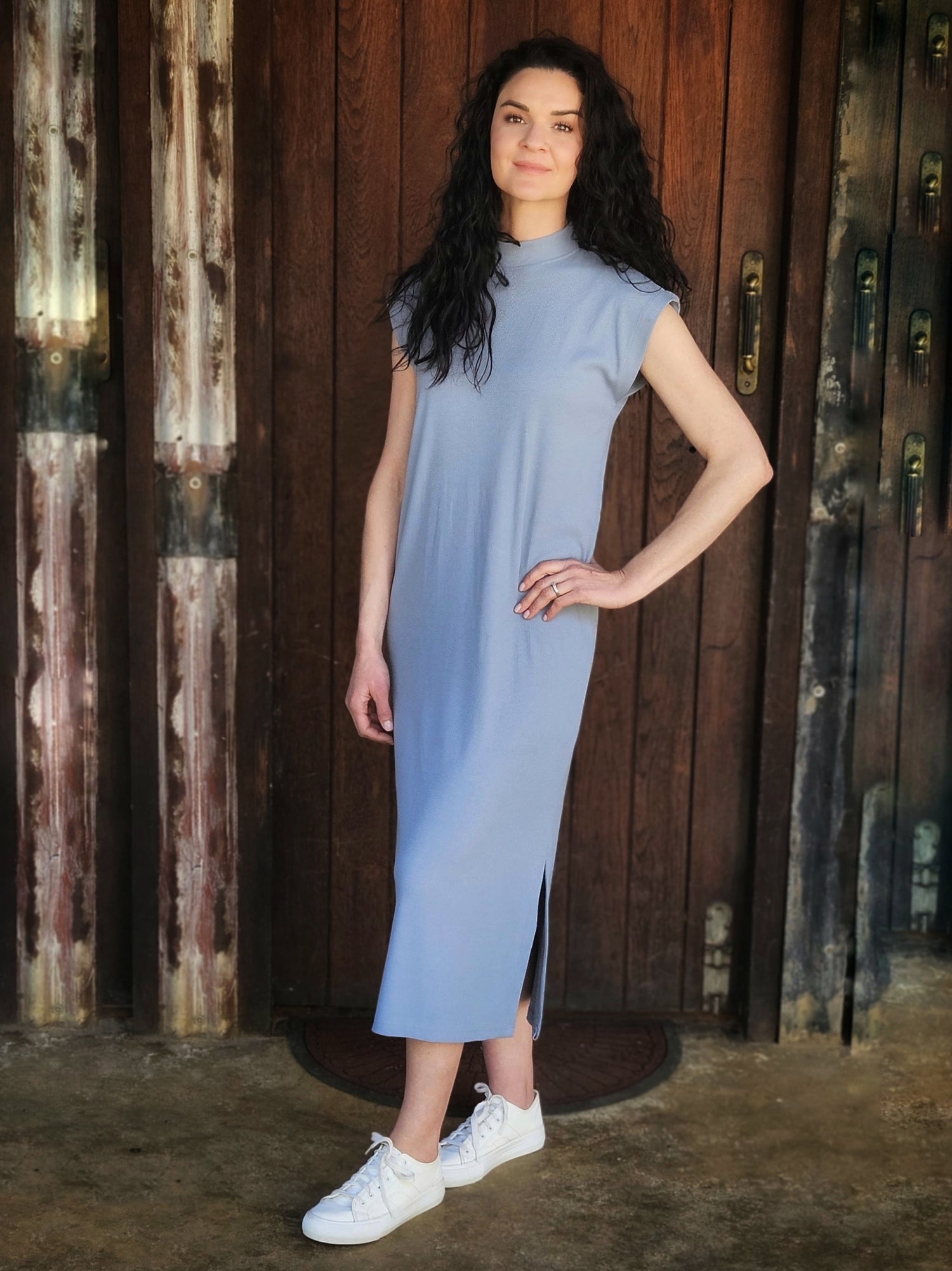 Ashley Ribbed Slip Dress Denim