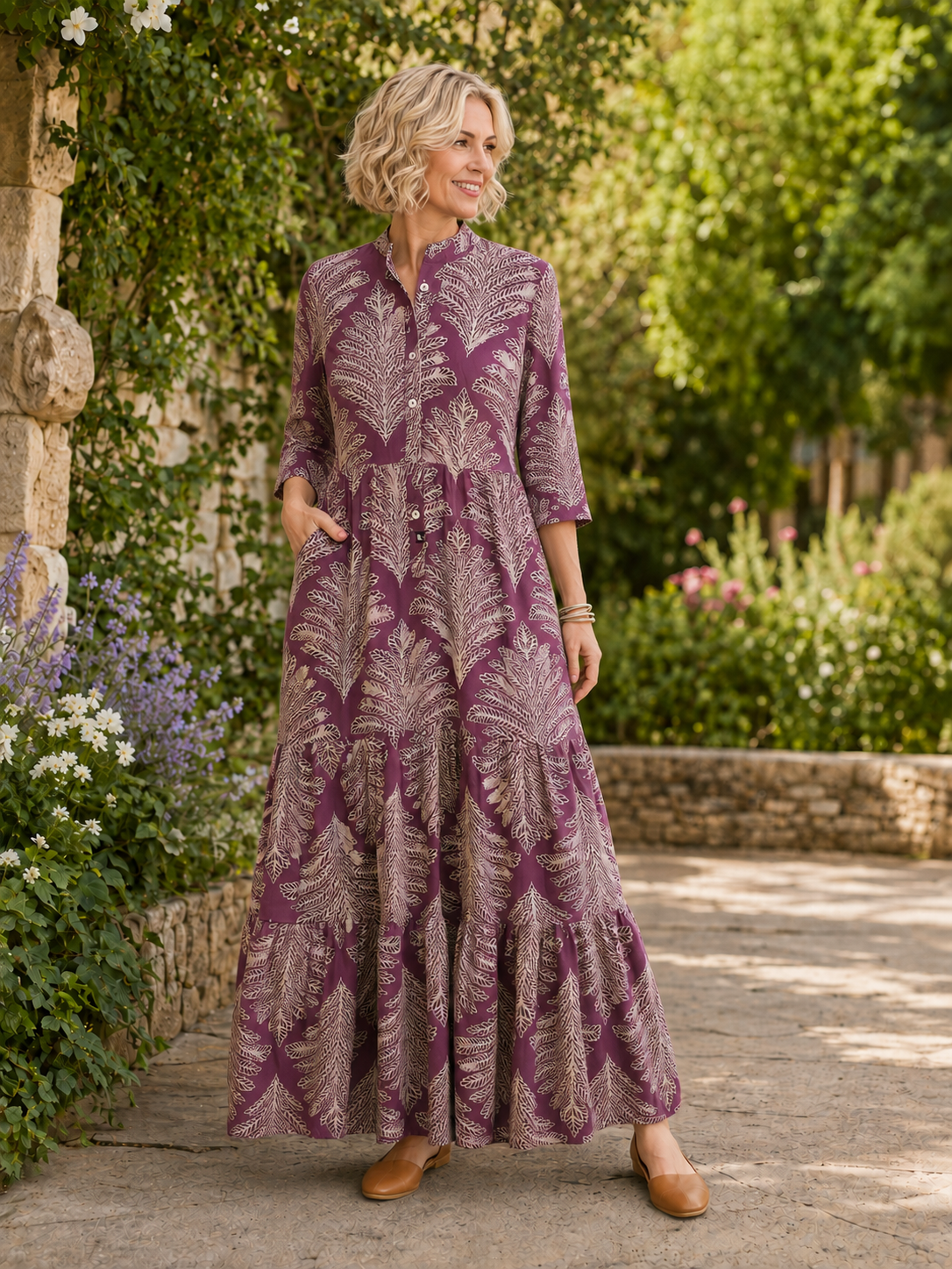 Gianni Maxi Dress Berry Palm