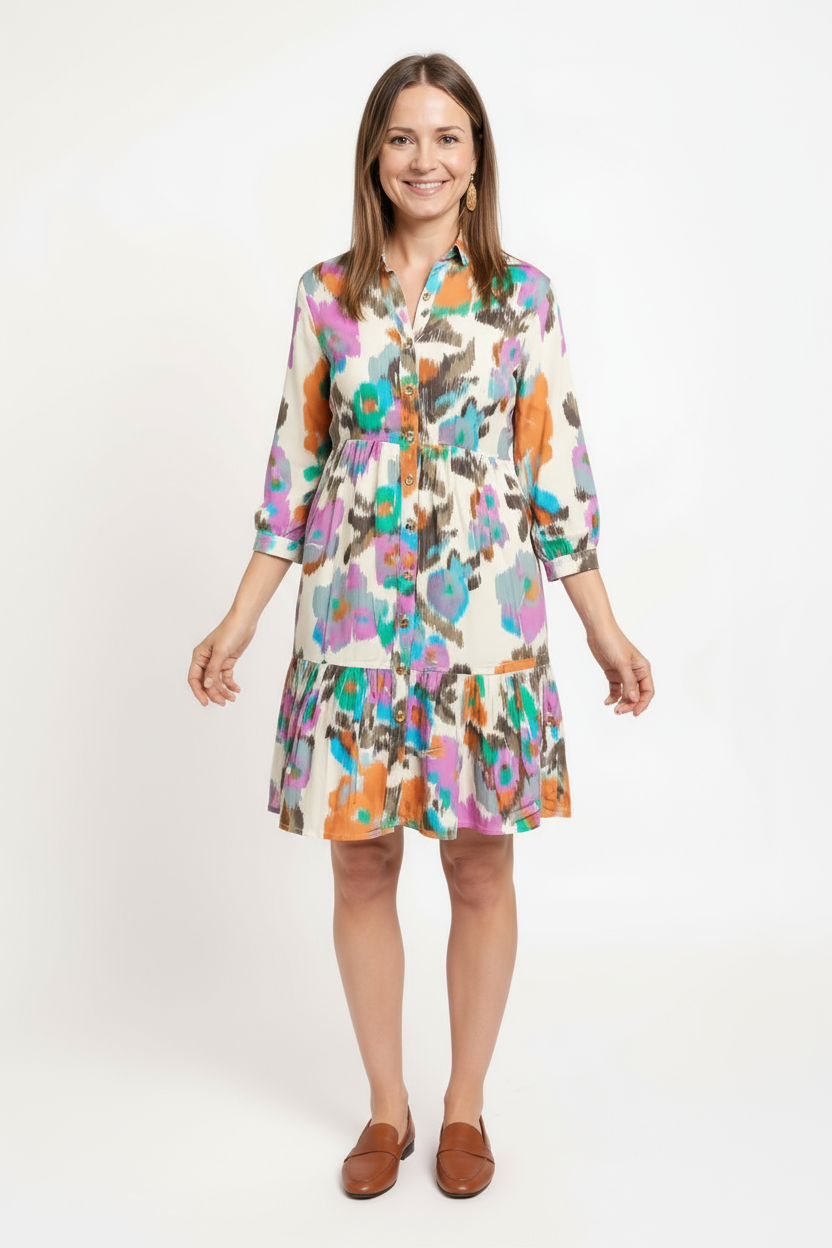 Linda Dress Warp Floral